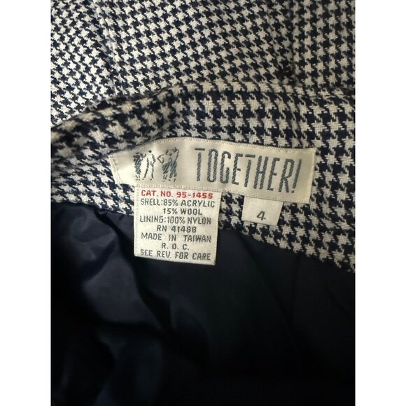 Together! Wool Blend Skirt Womens Size 4 Blue White Check Back Pleat Ruffle Hem - Picture 7 of 10